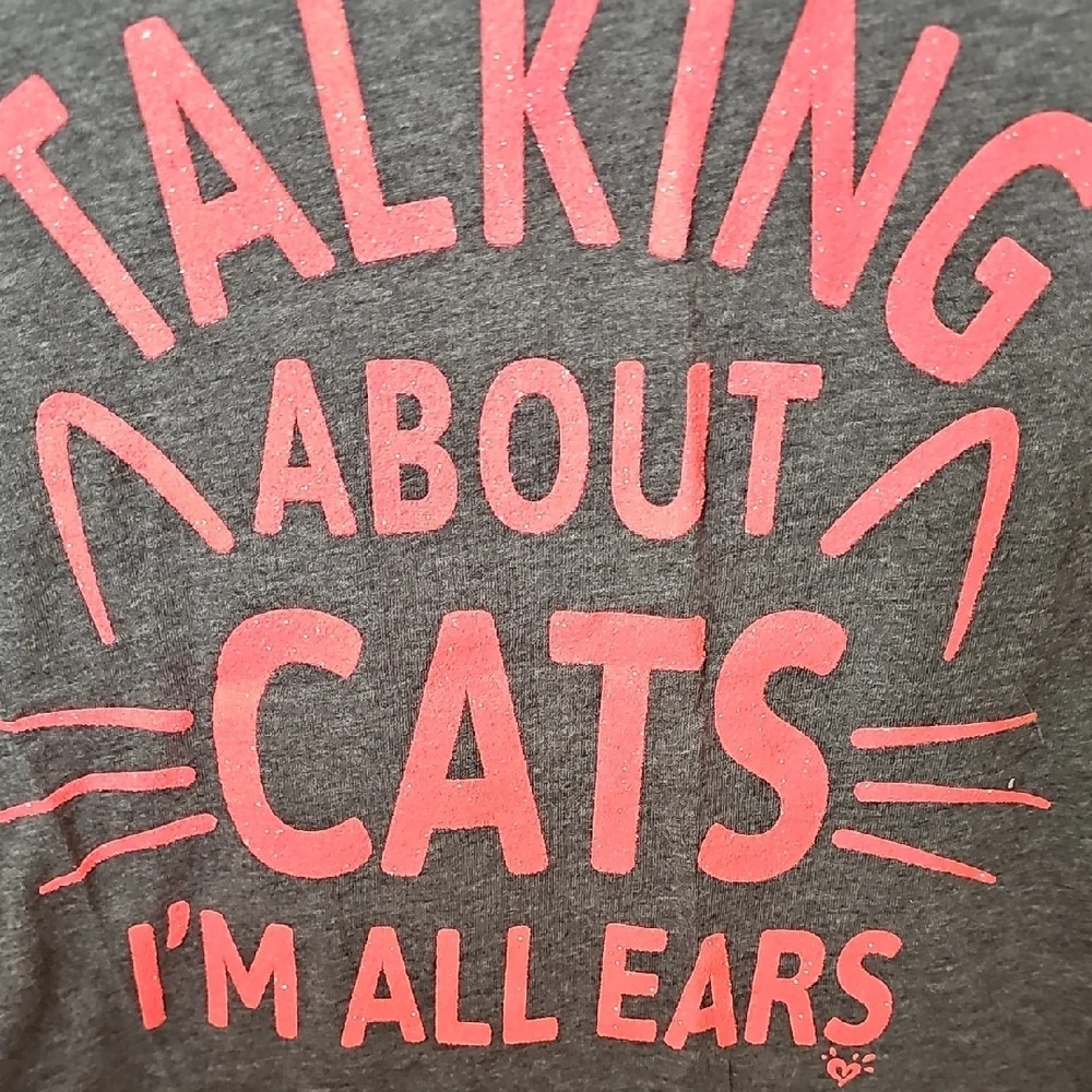 Justice Gray Orange Neon Writing If You Are Talking About Cats TShirt Size 10